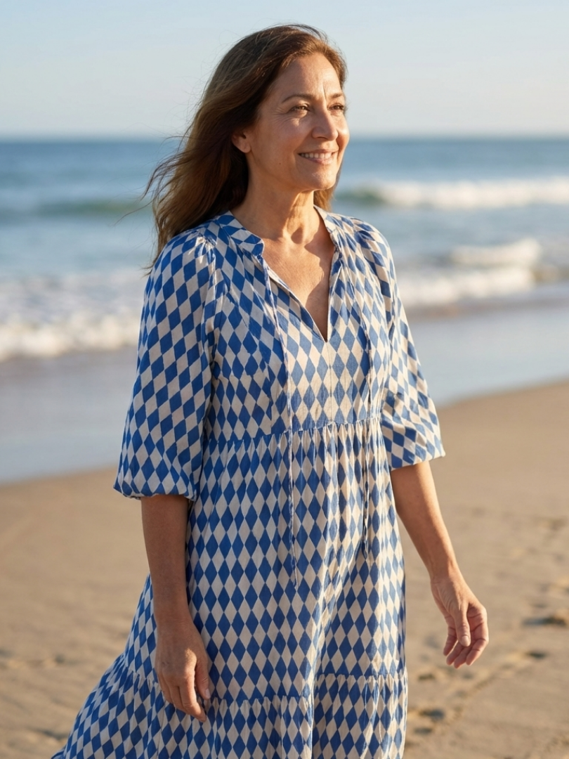Melody · Vestido midi de capas con estampado de rombos · Imagen 9