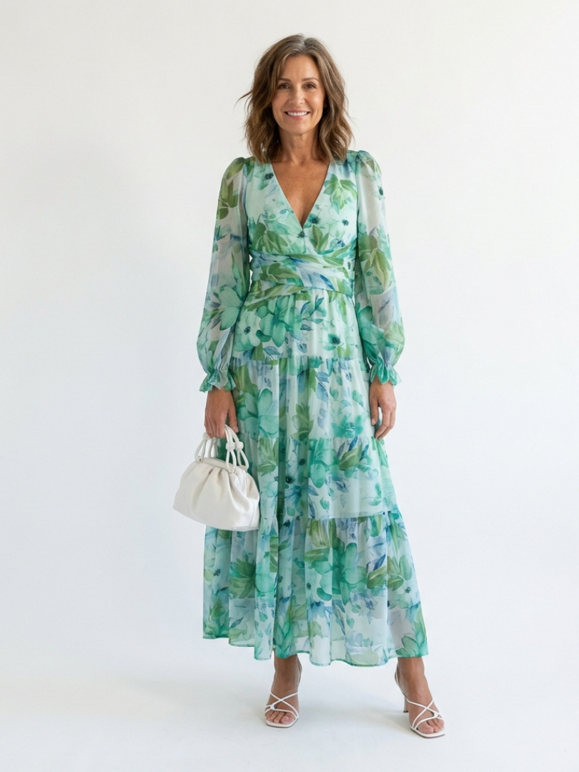 Olivia · Vestido largo floral de manga larga · Imagen 1