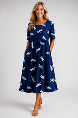 Eva · Vestido midi con estampado de libélulas · Imagen 2