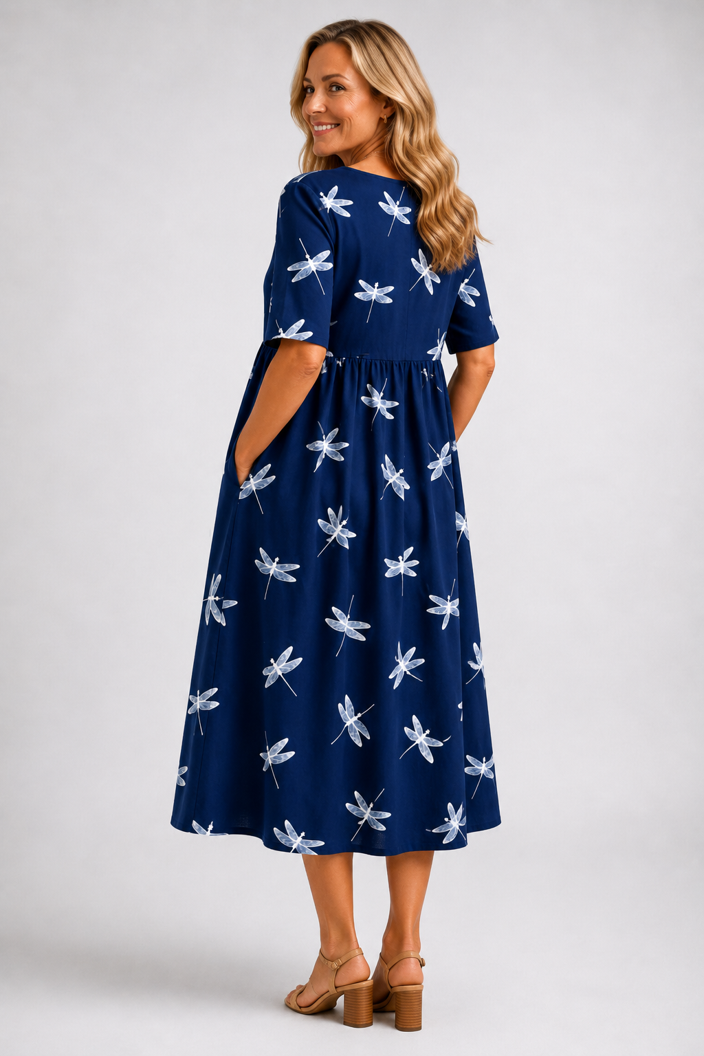 Eva · Vestido midi con estampado de libélulas · Imagen 3