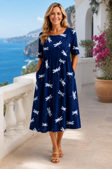 Eva · Vestido midi con estampado de libélulas · Imagen 6