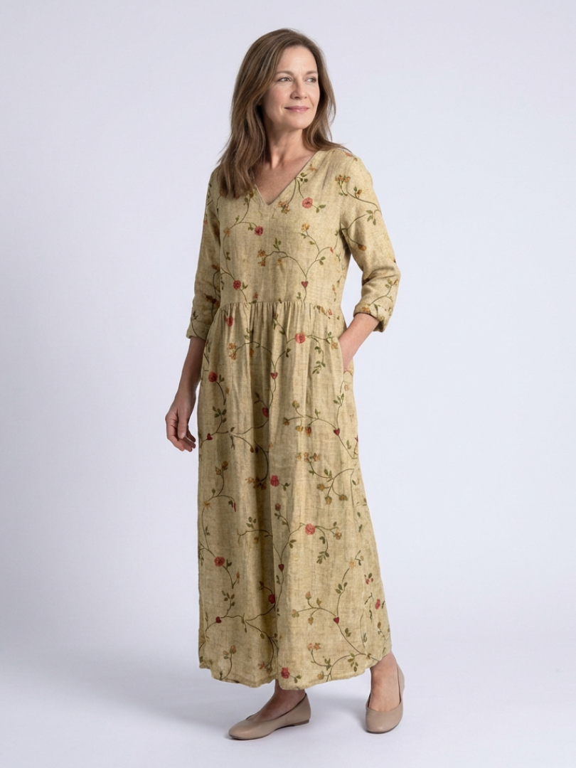 Marina · Vestido largo floral de manga francesa · Imagen 2