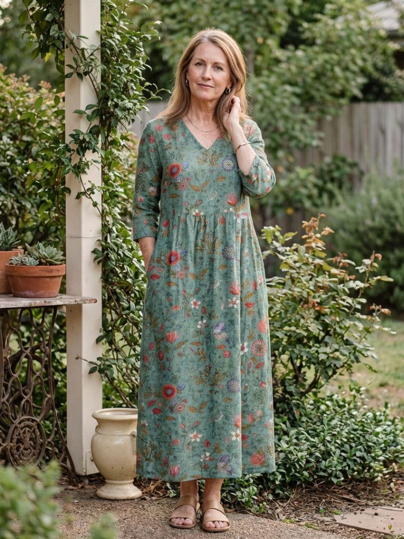 Marina · Vestido largo floral de manga francesa · Imagen 6
