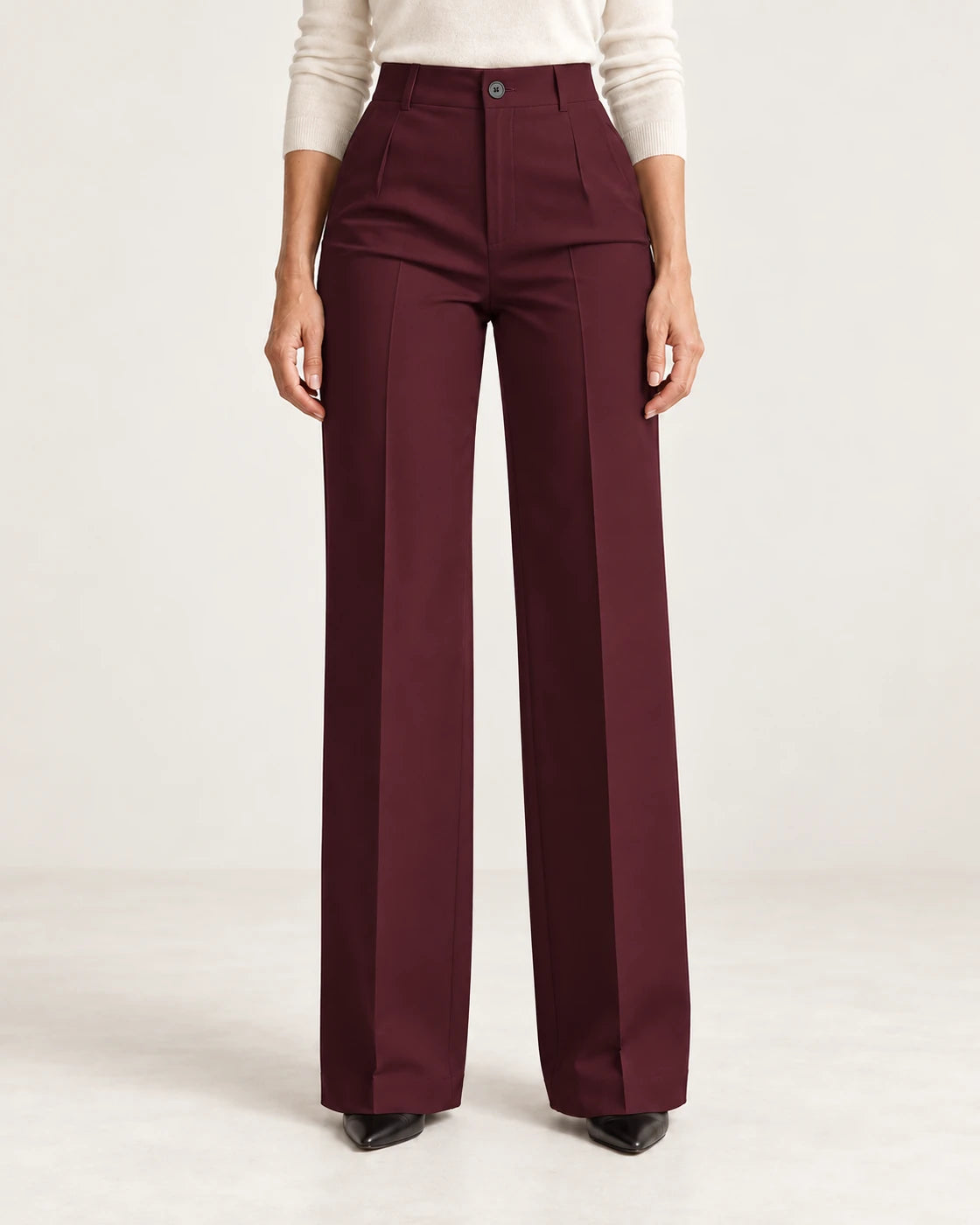 Alessia · Pantalón de vestir de tiro alto · Burdeos