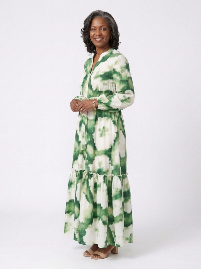 Sabrina · Vestido largo con lazada y volantes · Imagen 3