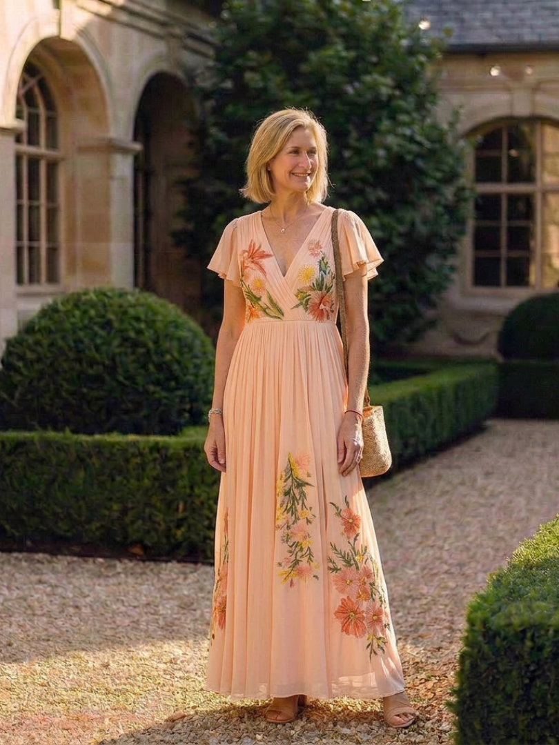 Vega · Vestido largo floral plisado · Imagen 4
