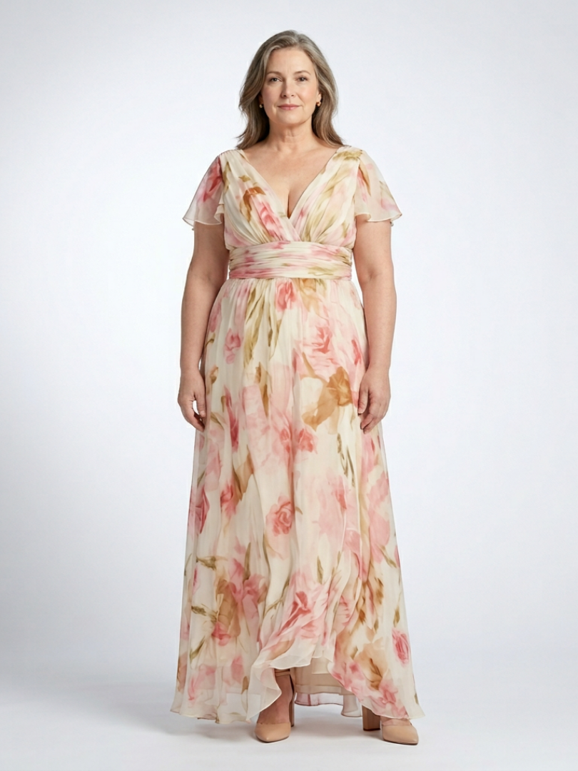Maya · Vestido largo estampado de cuello en V · Imagen 1