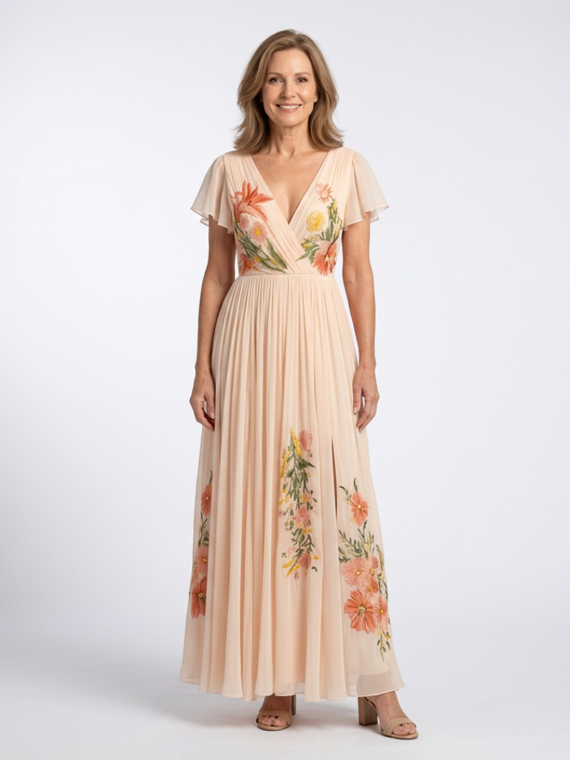 Vega · Vestido largo floral plisado · Imagen 1