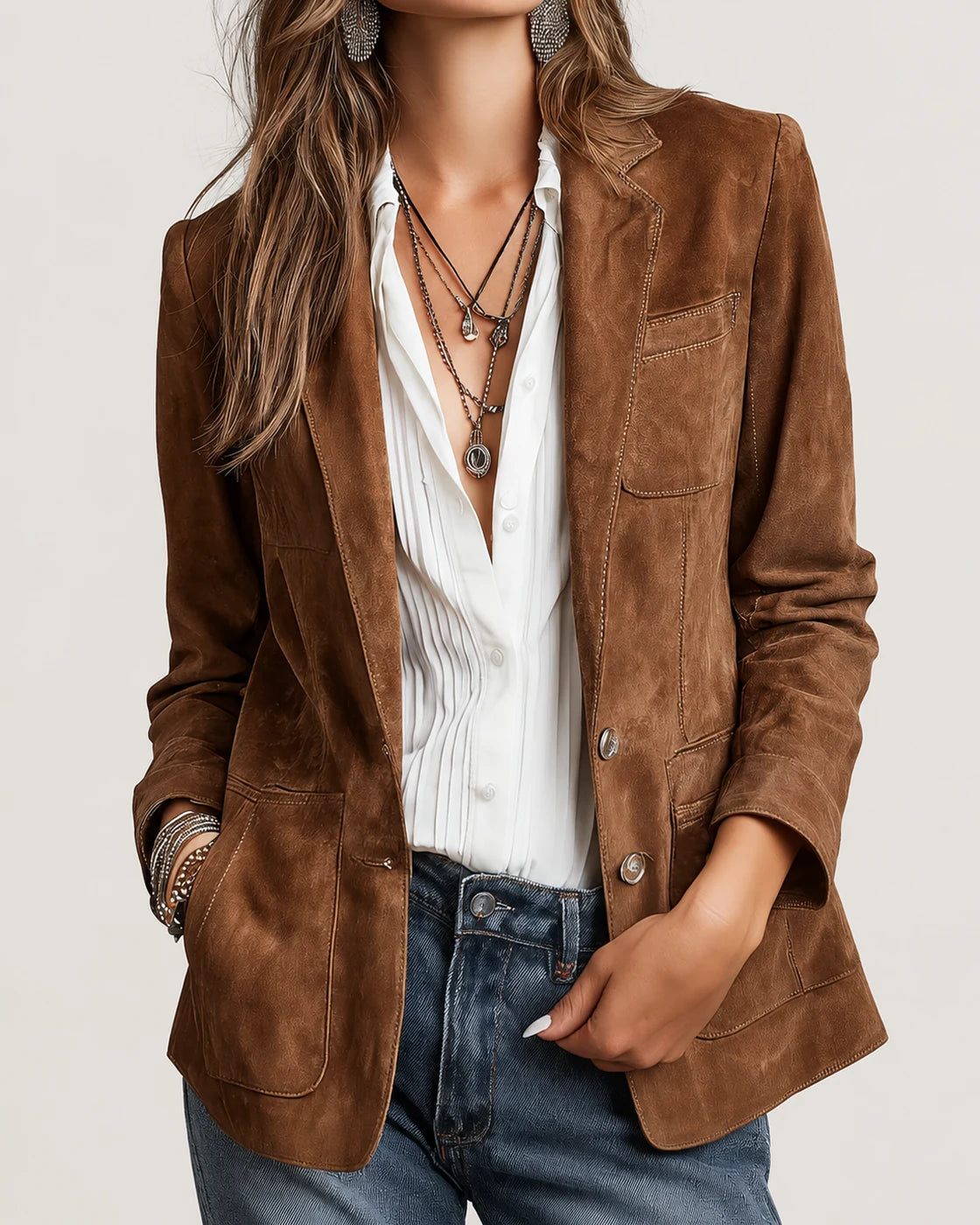Adelgisa · Blazer marrón de inspiración vintage