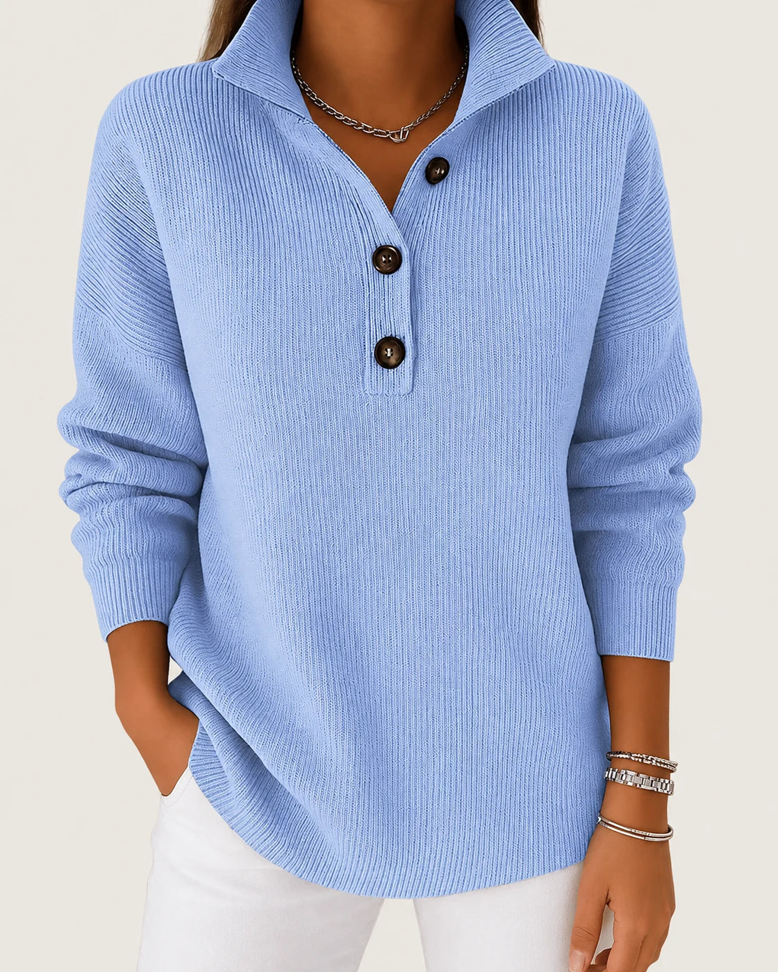 Amparo · Jersey tipo polo con escote en V
