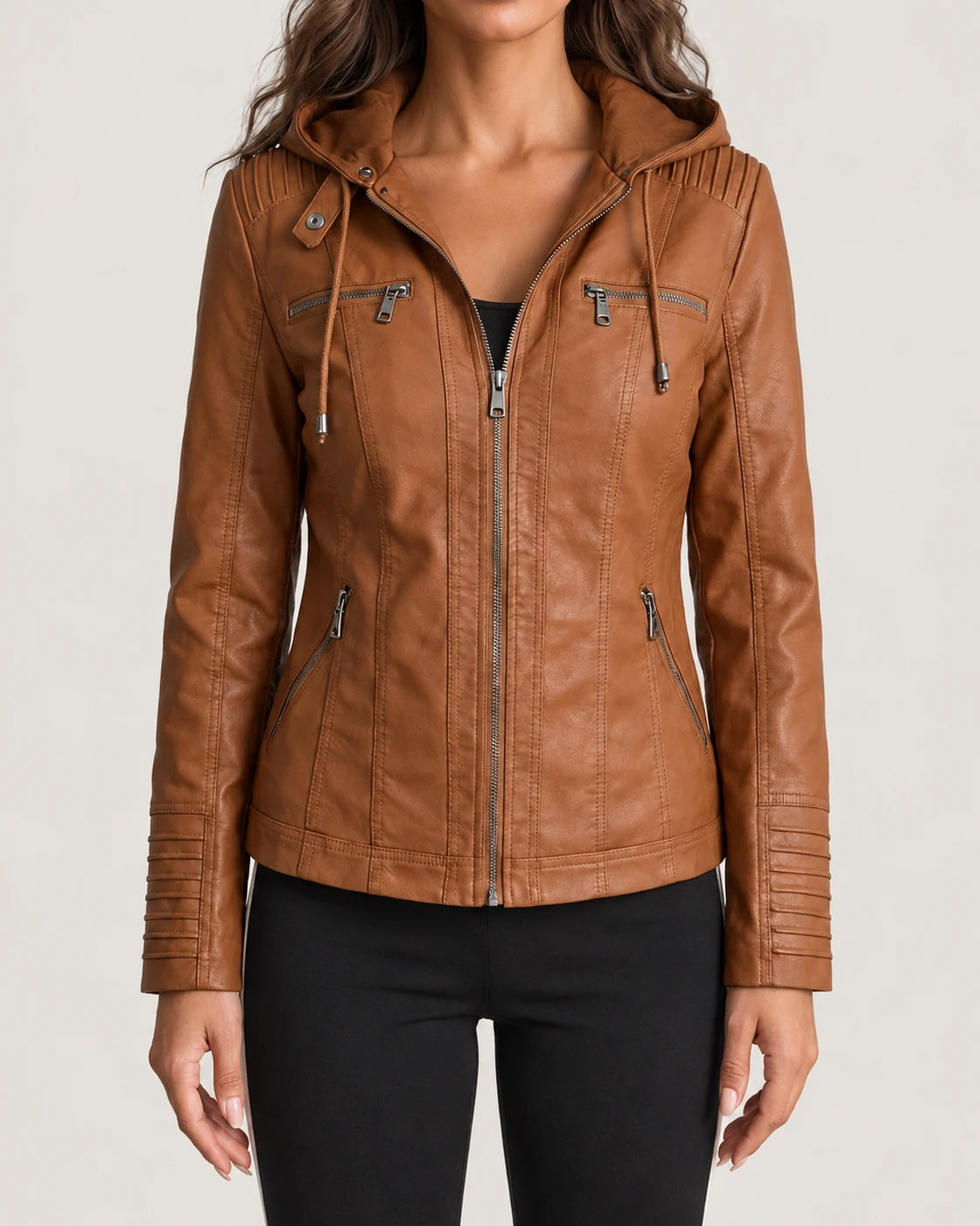 Flavia · Chaqueta con capucha y detalles acanalados