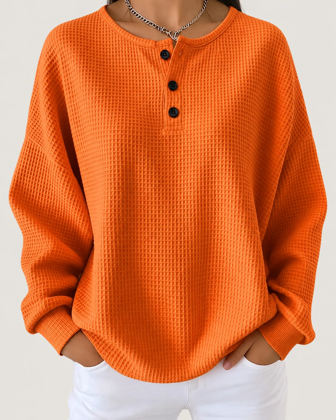 Milagros · Sudadera Henley de textura gofrada