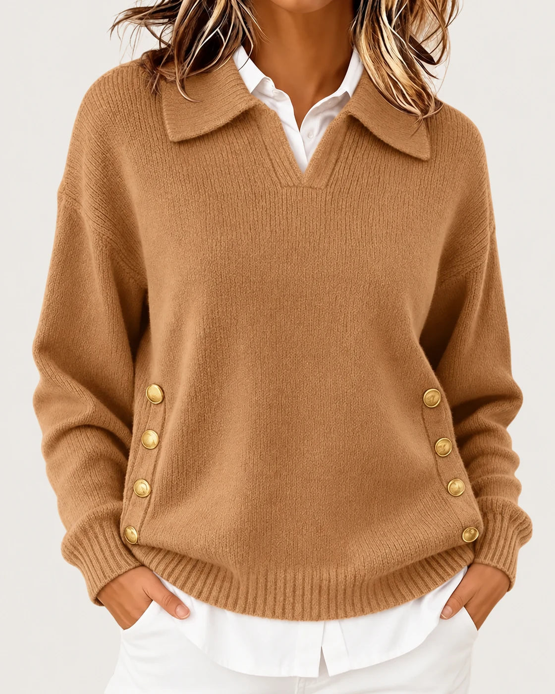 Vicenta · Jersey de cuello polo con botones