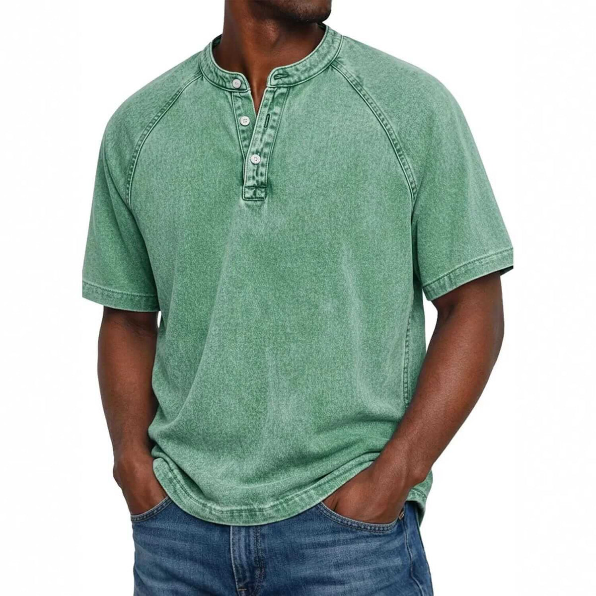 Marino · Camiseta Henley de acabado lavado · Imagen 8