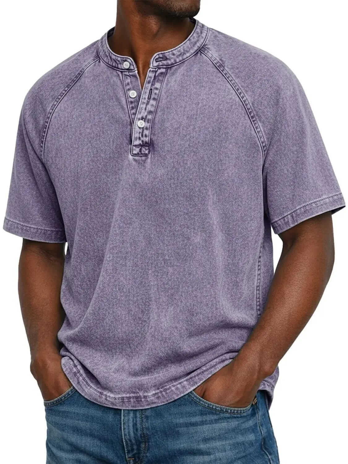 Marino · Camiseta Henley de acabado lavado · Imagen 10