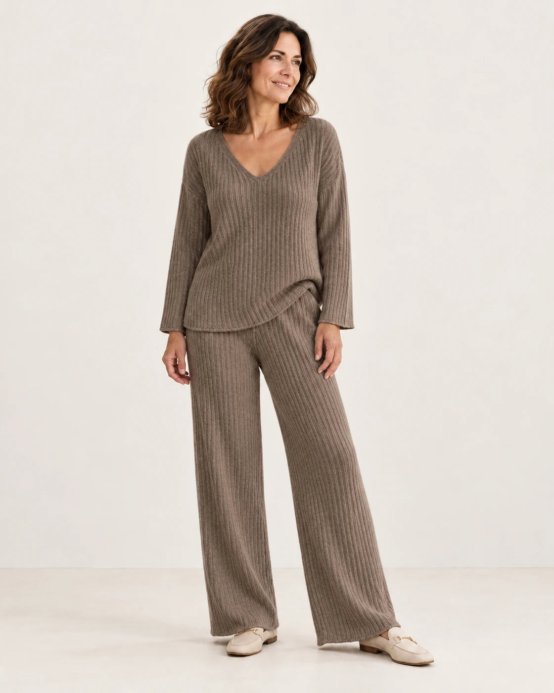 Kathy · Conjunto de punto de dos piezas · Marrón