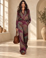 Conjunto satinado paisley en burdeos · Imagen 1