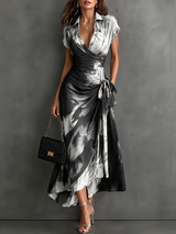 Vestido midi cruzado con estampado blanco · Imagen 1