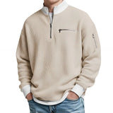 Loris · Jersey de textura waffle con media cremallera · Beige