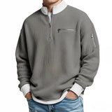Loris · Jersey de textura waffle con media cremallera · Gris claro