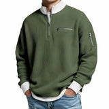 Loris · Jersey de textura waffle con media cremallera · Verde militar