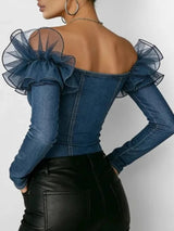 Mireia · Blusa vaquera con volantes de tul · Imagen 2