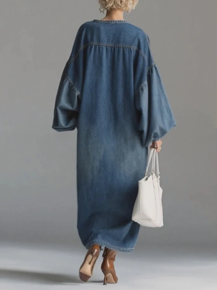 Candelaria · Vestido largo vaquero de corte relajado · Imagen 3