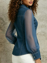 Clara · Blusa vaquera asimétrica con transparencias · Imagen 2