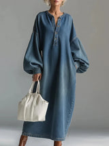 Candelaria · Vestido largo vaquero de corte relajado · Imagen 1