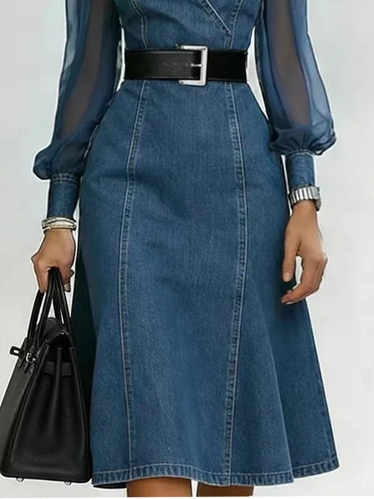 Cesarina · Vestido vaquero con mangas transparentes · Imagen 6