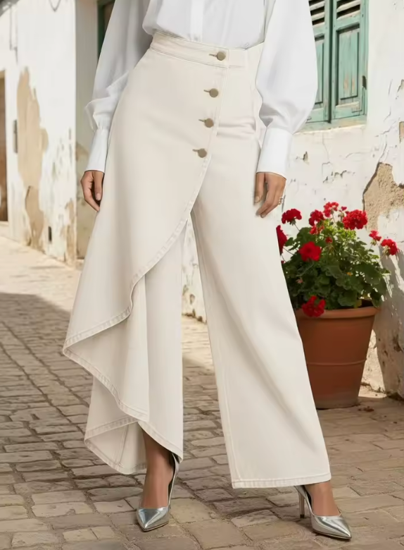 Marcella · Pantalón palazzo vaquero asimétrico · Imagen 4