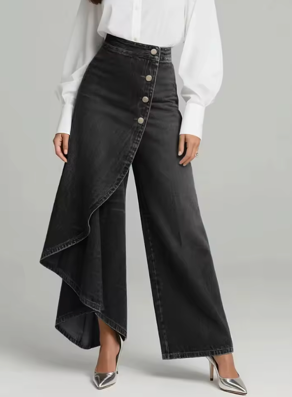 Marcella · Pantalón palazzo vaquero asimétrico · Imagen 7