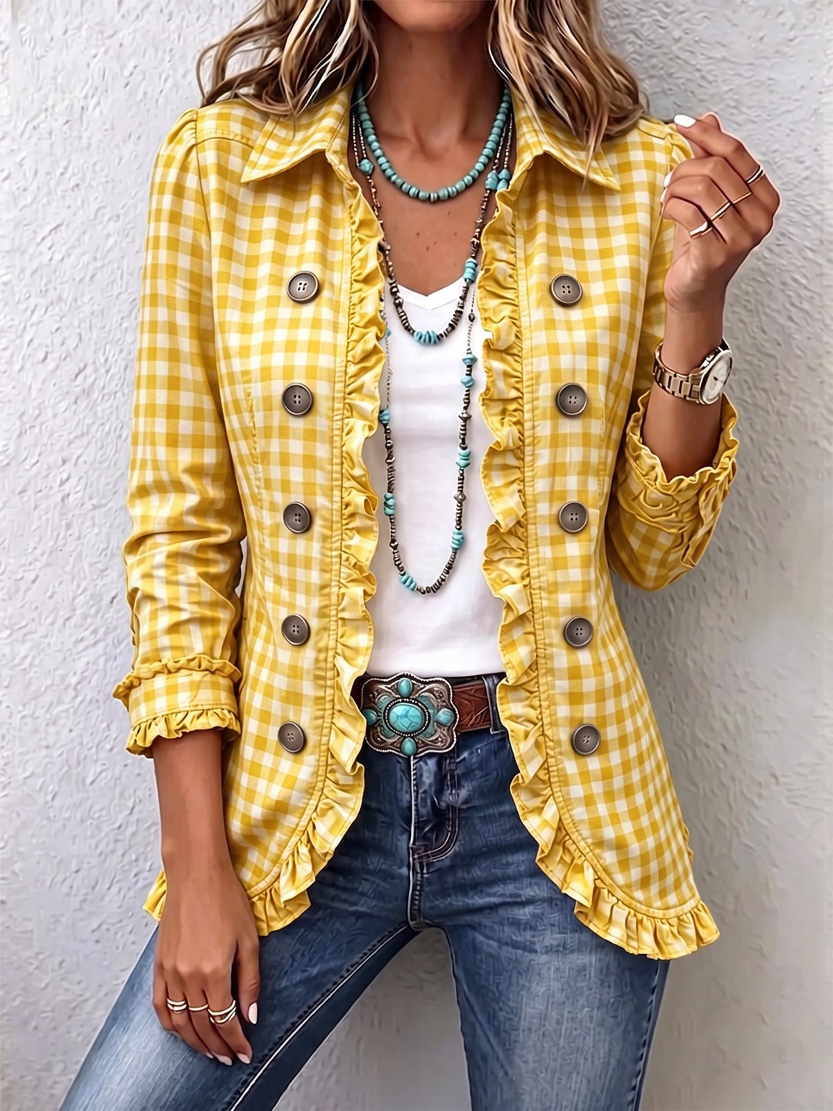 Purificación · Chaqueta de cuadros vichy con volantes · Imagen 5