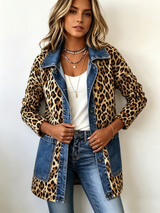 Lorena · Chaqueta larga de leopardo con detalles vaqueros · Imagen 3