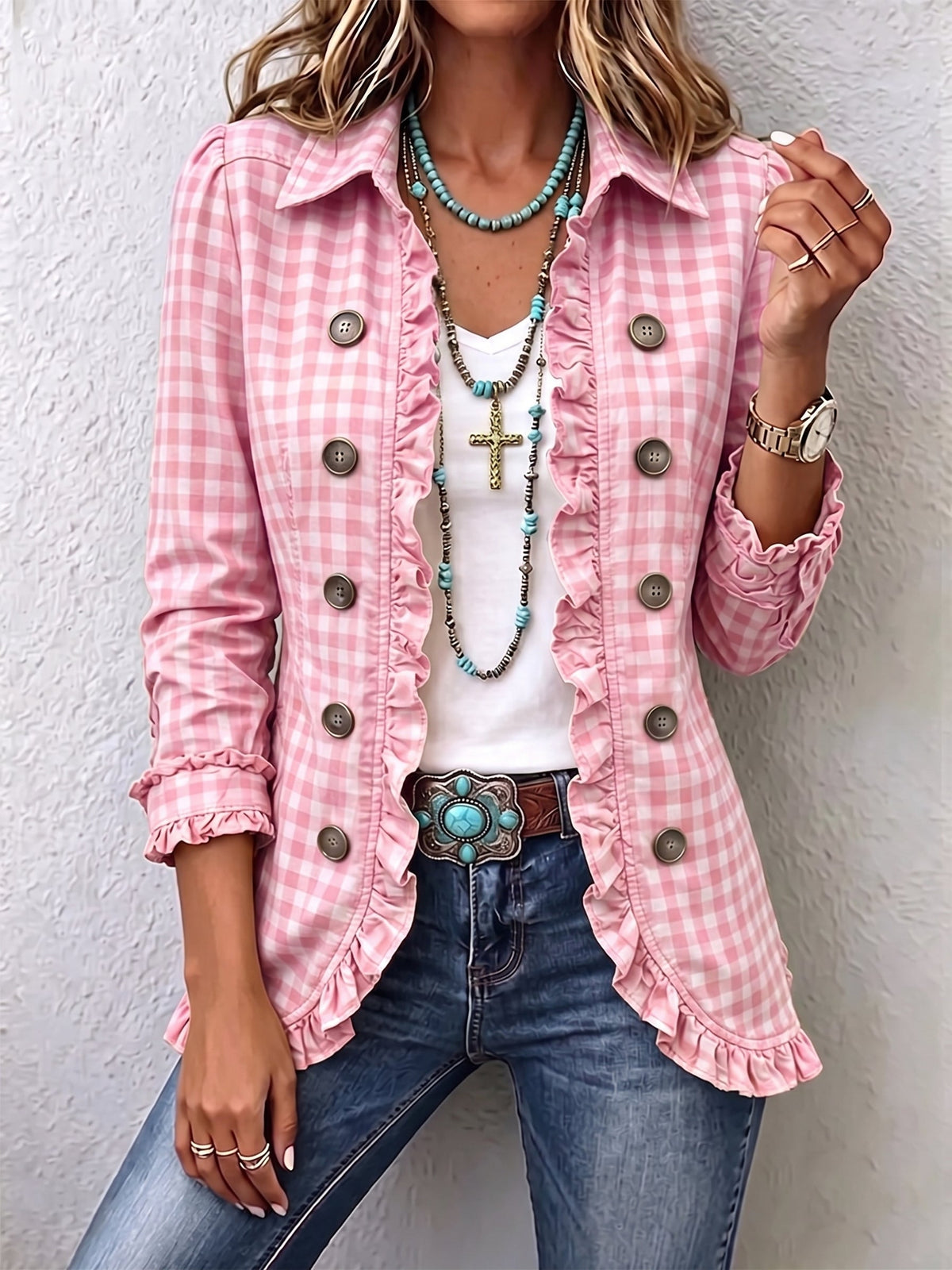 Purificación · Chaqueta de cuadros vichy con volantes · Imagen 6