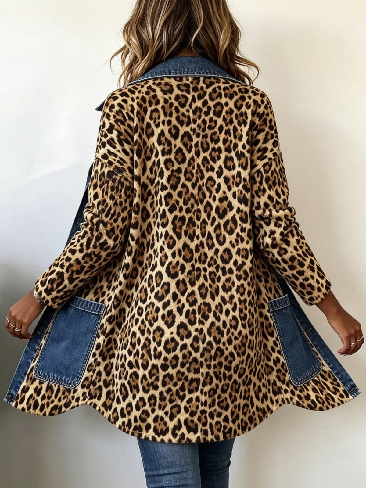Lorena · Chaqueta larga de leopardo con detalles vaqueros · Imagen 4