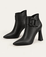 Sofia · Botines de punta con tacón y hebilla · Negro