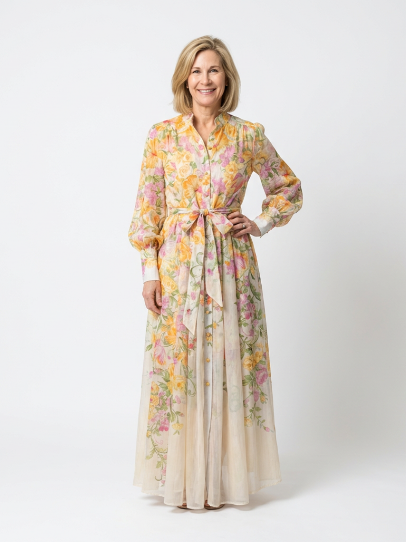 Noa · Vestido largo floral con transparencias · Imagen 1