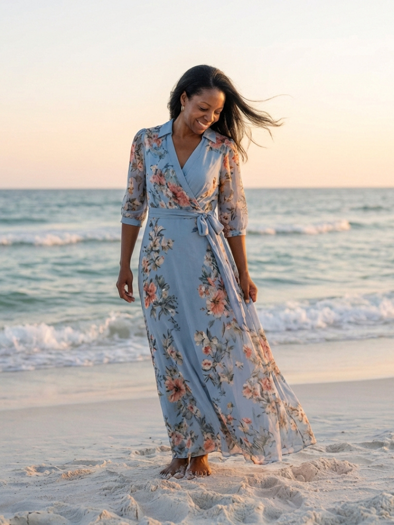 Lucía · Vestido largo floral de cuello en V · Imagen 6