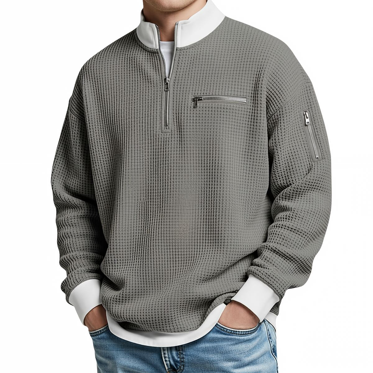 Loris · Jersey de textura waffle con media cremallera · Imagen 6