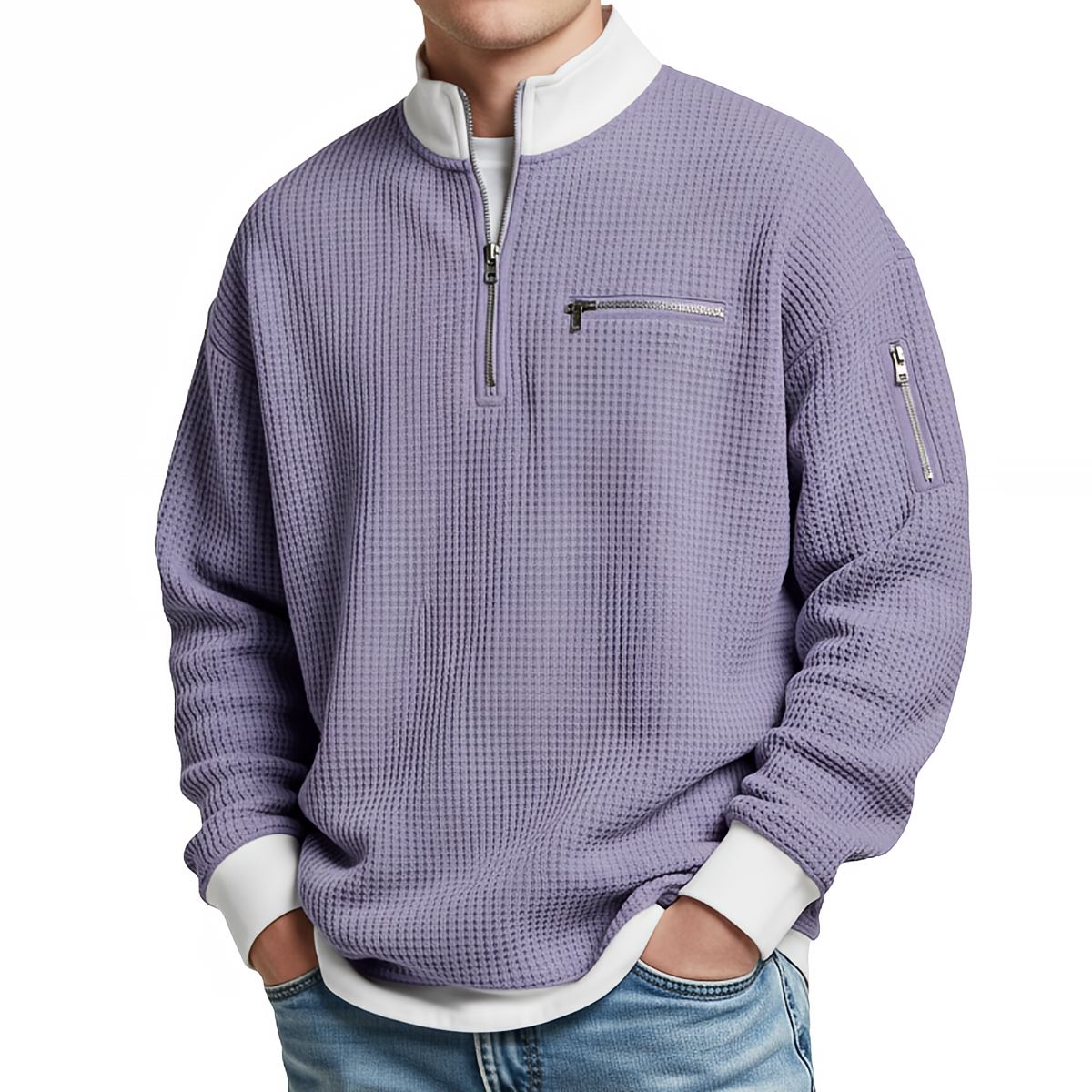 Loris · Jersey de textura waffle con media cremallera · Imagen 8
