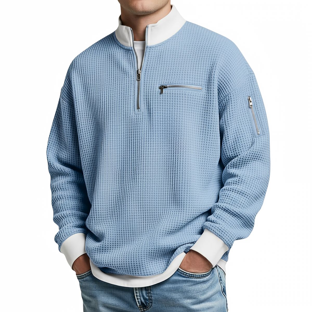 Loris · Jersey de textura waffle con media cremallera · Imagen 1