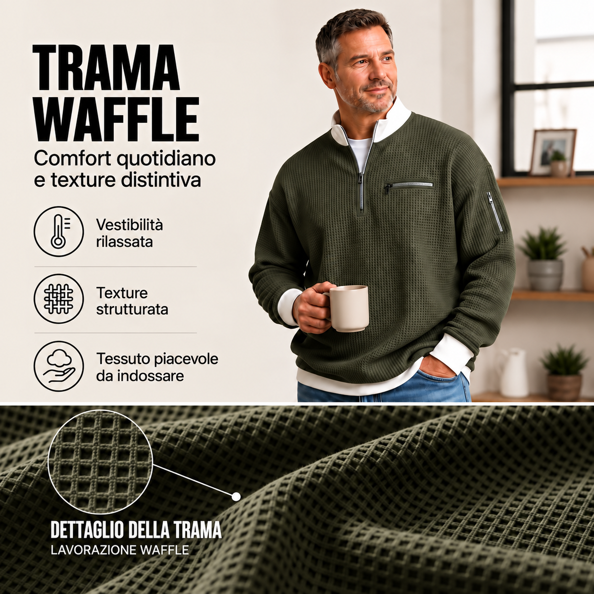 Loris · Jersey de textura waffle con media cremallera · Imagen 12